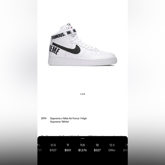 DEADSTOCK NIKE AF1 COLLAB WITH SUPREME!  Air Force One x Supreme! AF1 Hi Tops! - Picture 10 of 10